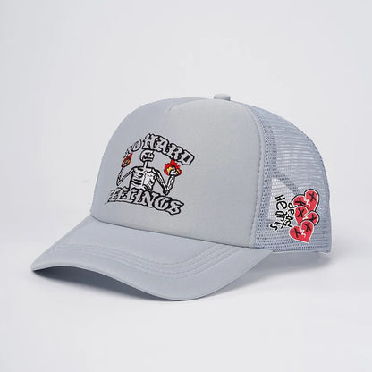 Unisex Skull Flame Embroidery Baseball Caps