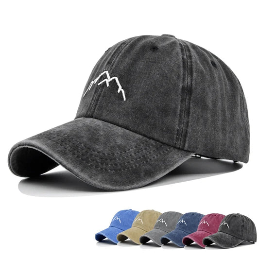 Retro Washed Cotton Cap Unisex Mountain Embroidery Baseball Caps