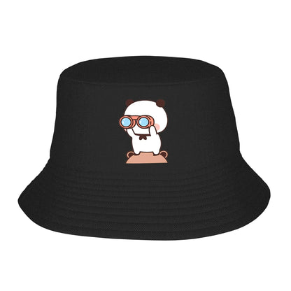 DuDu Bear And BuBu Panda Twining In Blue Bucket Hat