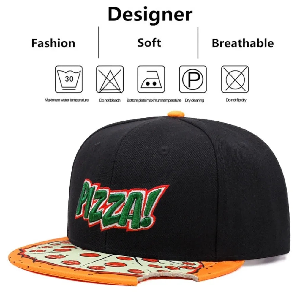 Fashion Casual Hip Hop Hats Adjustable PIZZA Embroidery Snapback Hats