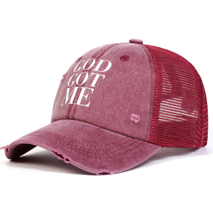 Unisex GOD GOT ME Letter Print Wash Baseball Caps