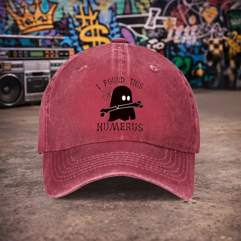 Ghost Bone Pattern Vintage Washed Baseball Cap