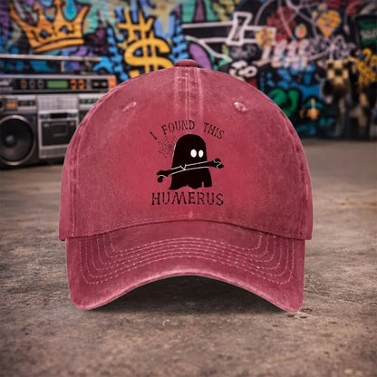 Ghost Bone Pattern Vintage Washed Baseball Cap