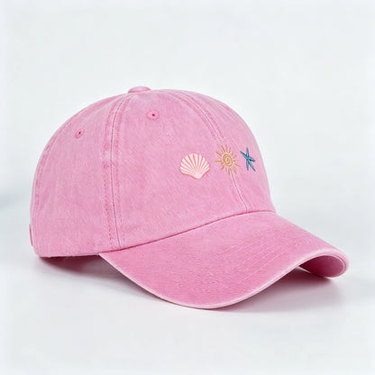 Seashell Sun Starfish Vintage Washed Cotton Baseball Cap