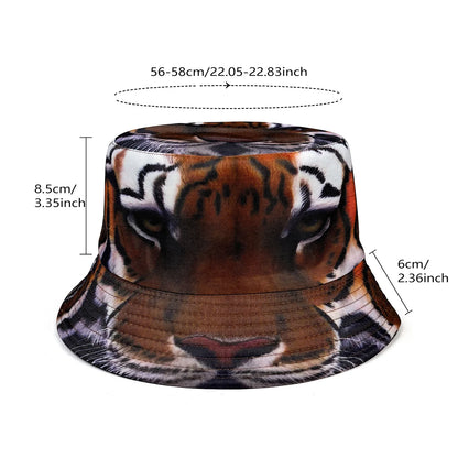Tiger Pattern Double-Sided Bucket Hat