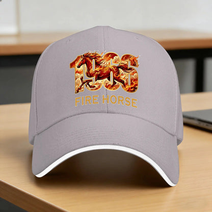 1966 60th Birthday Year of The Fire Horse Zodiac Year Sun Baseball Cap