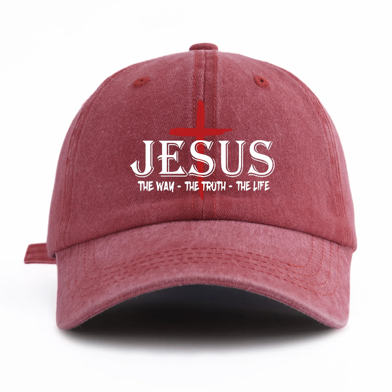 JESUS CROSS Print Washed Baseball Cap