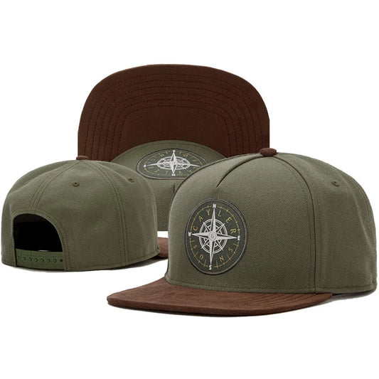 Fashion Compass Embroidery Button Duck Tongue Hat