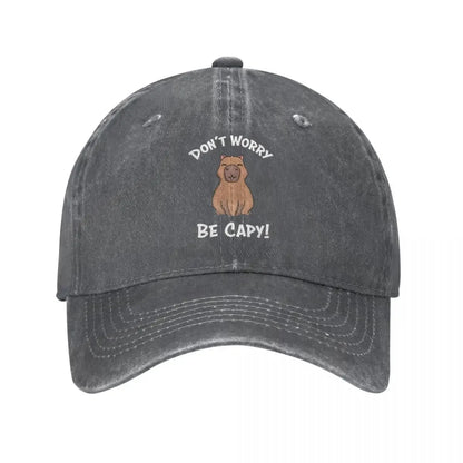 Capybaras Unisex Style Baseball Cap Don't Worry Be Capy Distressed Denim Washed Hats Cap