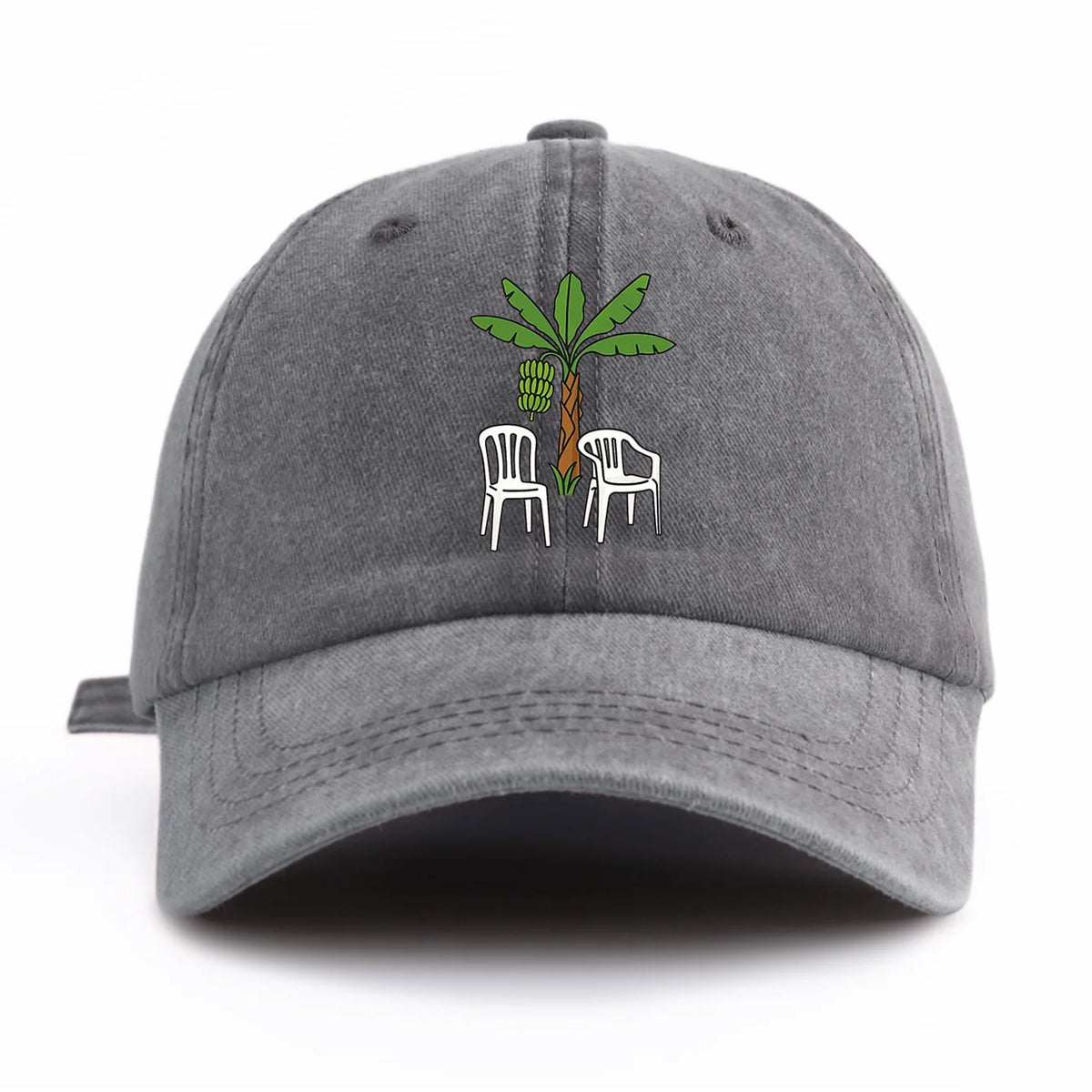 Chair And Tree Print Washed Baseball Cap