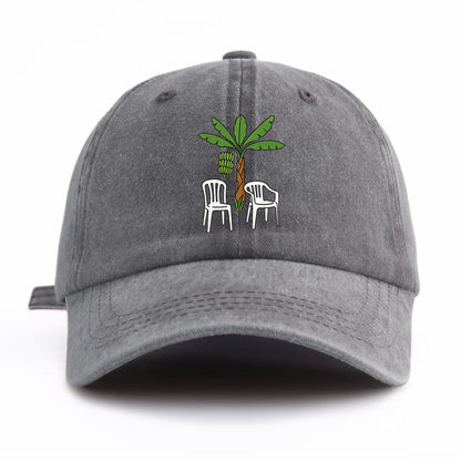Chair And Tree Print Washed Baseball Cap