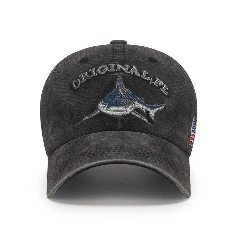 Shark Graphic And American Flag Embroidery Men Women