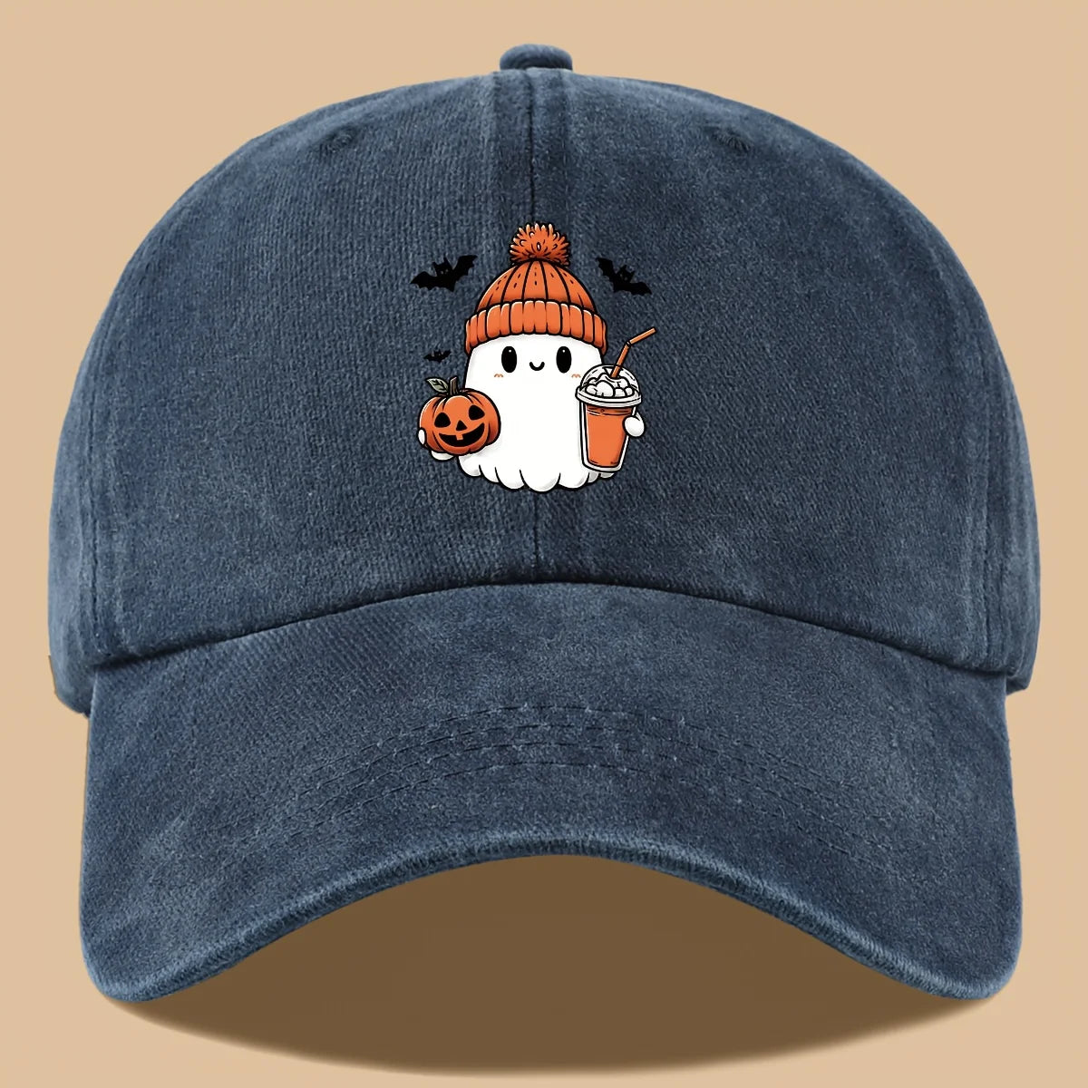 Baseball Cap Cute Ghost Pumpkin Milk Tea
