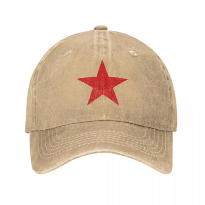 CCCP Russian Red Star Baseball Cap Vintage Distressed Denim Sun Cap For Men Women