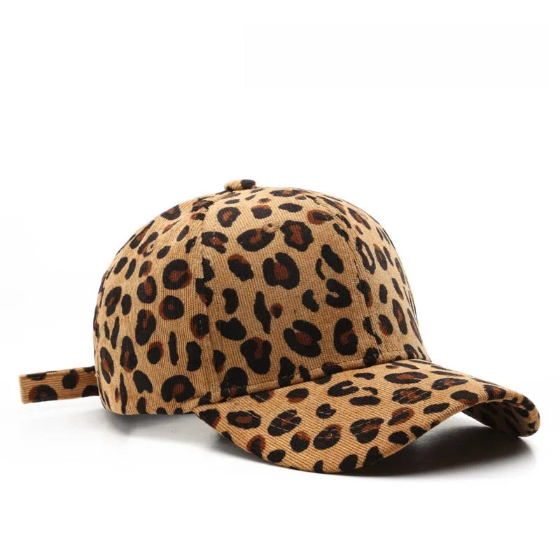 Unisex Leopard Baseball Cap For Women Men's Retro Corduroy Winter Hat