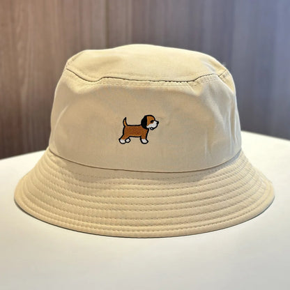 And Simple Embroidered Puppy Fisherman Hats Bucket Hat