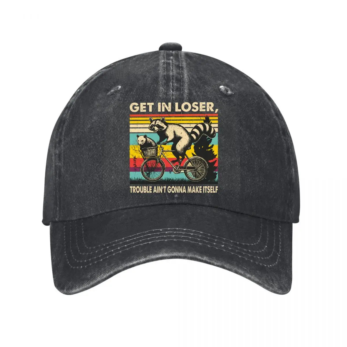 Get In Loser Raccoons Vintage Washed Baseball Cap