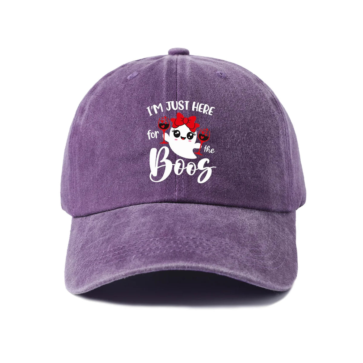 Vintage Washed Ghost Wine Pun Graphic Baseball Cap