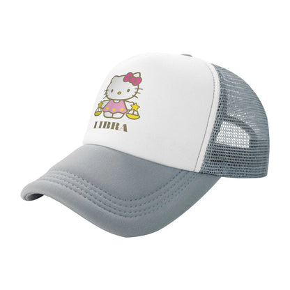 Hello Kitty Zodiac Libra Mesh Baseball Cap Hip-Hop Sun Hat Dad Hat Breathable
