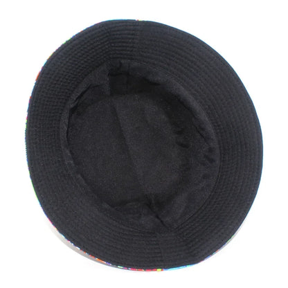 Bucket Hat 80s Printing Double Sided Flat Top Bob Panama Caps For Men Women