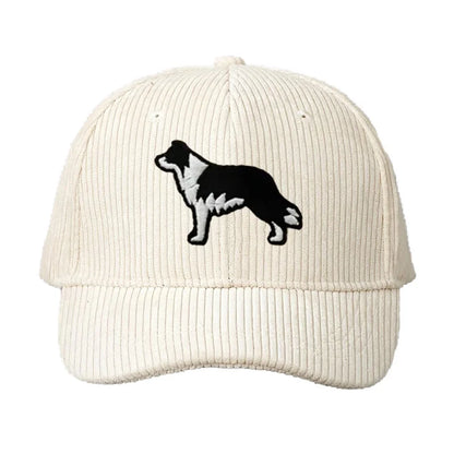 Border Collie Corduroy Cap Embroidered Dog Design Unisex Baseball Hat For Men Women