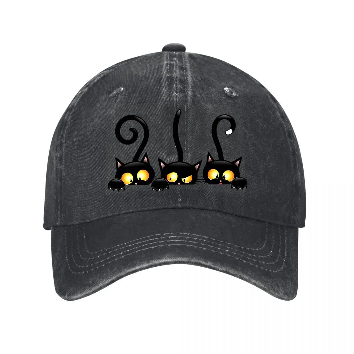 Halloween Black Cats Yellow Eyes Claws New Vintage Washed Cotton Baseball Cap