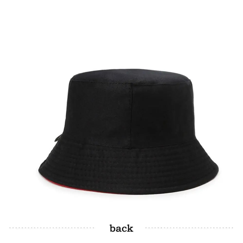 Portable Double-sided Wear Bucket Hat Cute Dog Embroidered Japanese Style