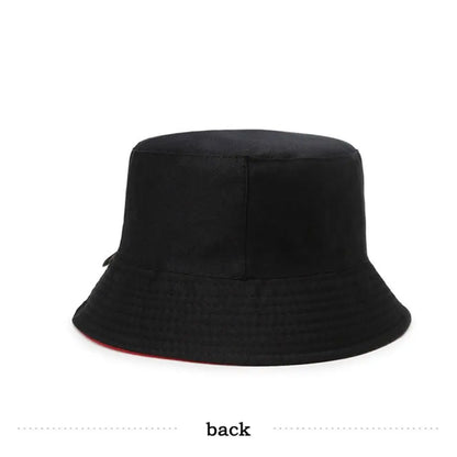 Portable Double-sided Wear Bucket Hat Cute Dog Embroidered Japanese Style