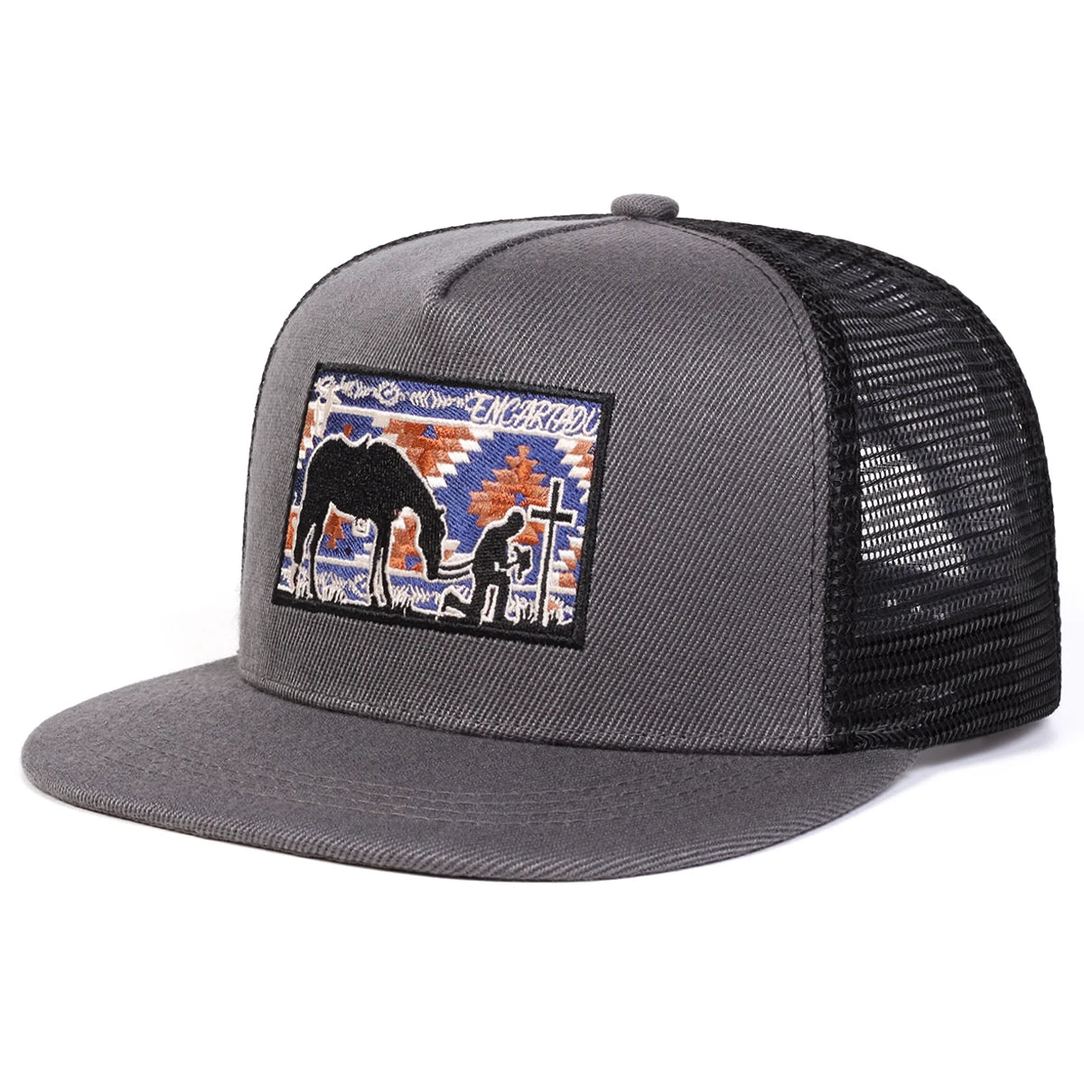 Unisex Horse Cross Embroidery Hip-hop Net Hats Spring Summer Adjustable Snapback Caps