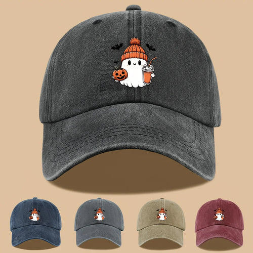 Baseball Cap Cute Ghost Pumpkin Milk Tea