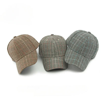 Hat Men's Spring Summer Outdoor Sunscreen Visor Classic Checkered Baseball Cap