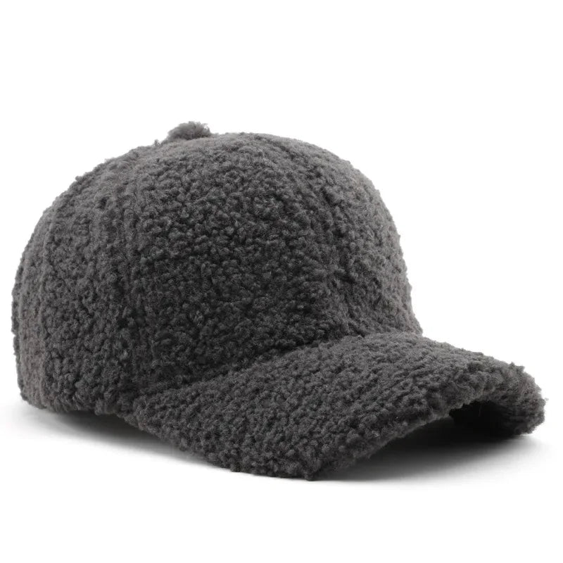 Autumn Winter Baseball Cap Women Artificial Lamb Wool