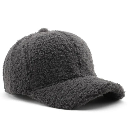 Autumn Winter Baseball Cap Women Artificial Lamb Wool