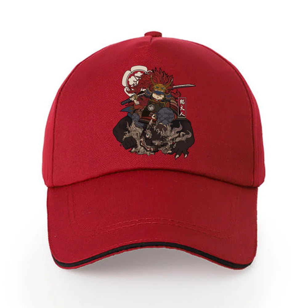 Summer Baseball Cap Solid Cotton Sun Hat Samurai Print