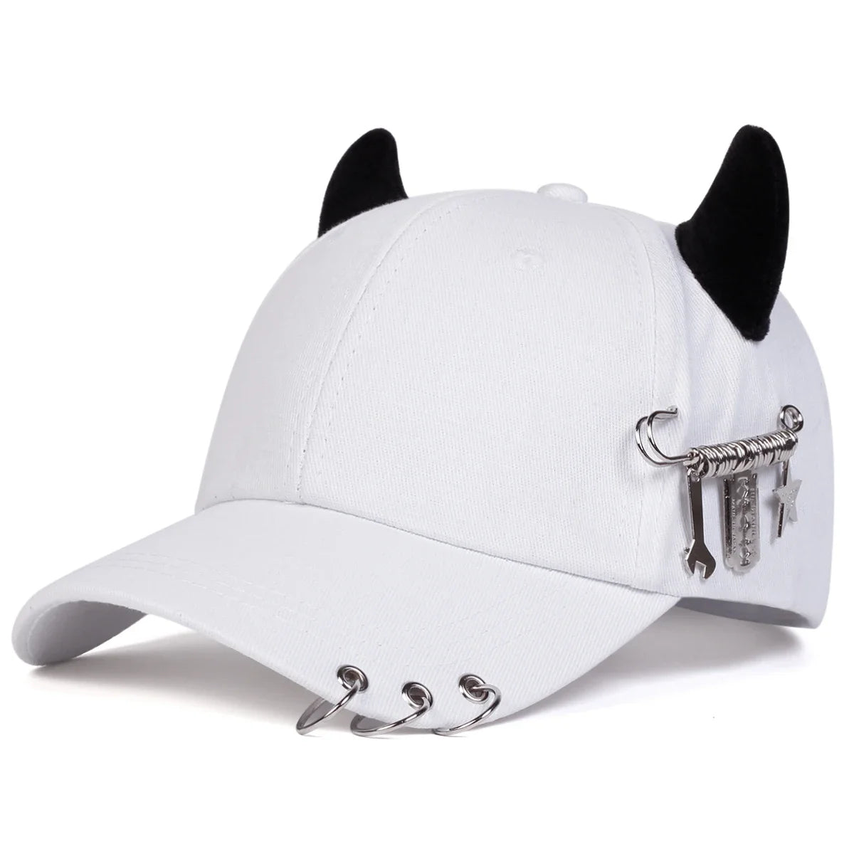 Lron Ring Cow Horn Personality Baseball Caps