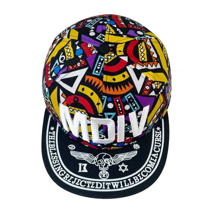 Letter MDIV Embroidered Snapback Cap, Trendy Hip-Hop Peaked Cap, Personalized Flat-Brimmed Hip-Hop Hat