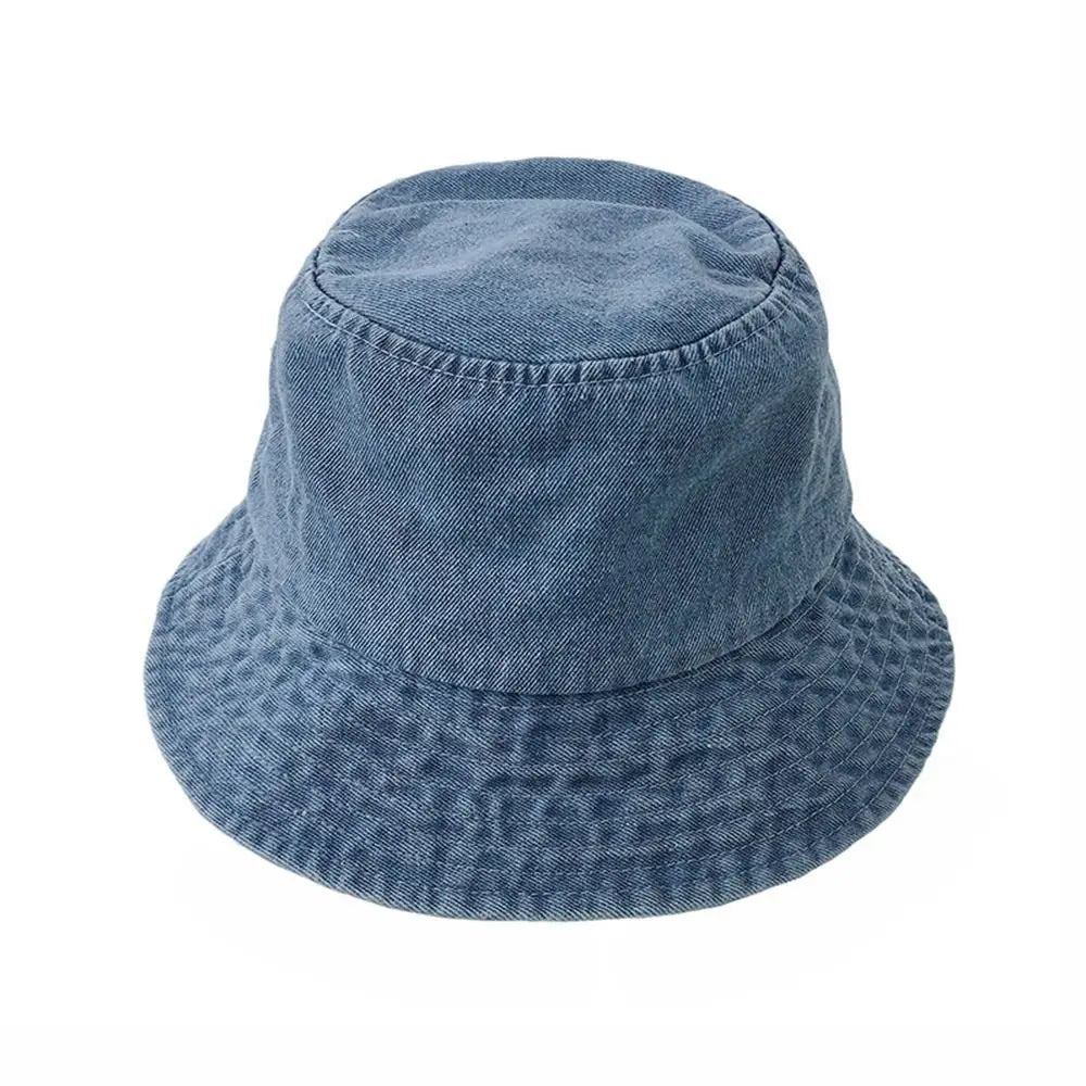 Denim Fabric Unisex Women Men Bucket Hats Fisherman Hat