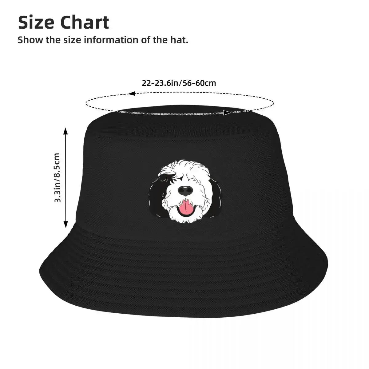 LOVE Black And White Sheepadoodle 4 - Baby Blue Bucket Hat