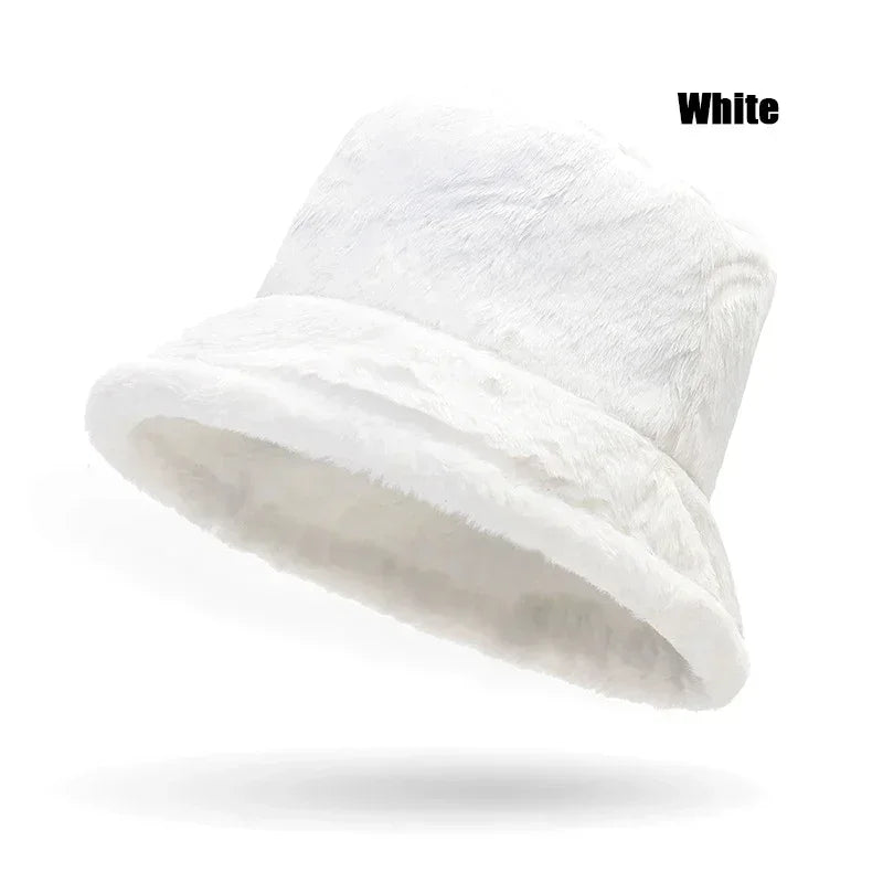 New Autumn and Winter Lady Thick Warm Skin-Friendly Soft Plush Bucket Hat Leopard Print Bucket Hat