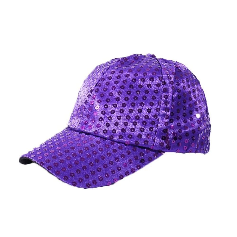 New Sequined Baseball Cap Party Dress Glittering Peaked Cap