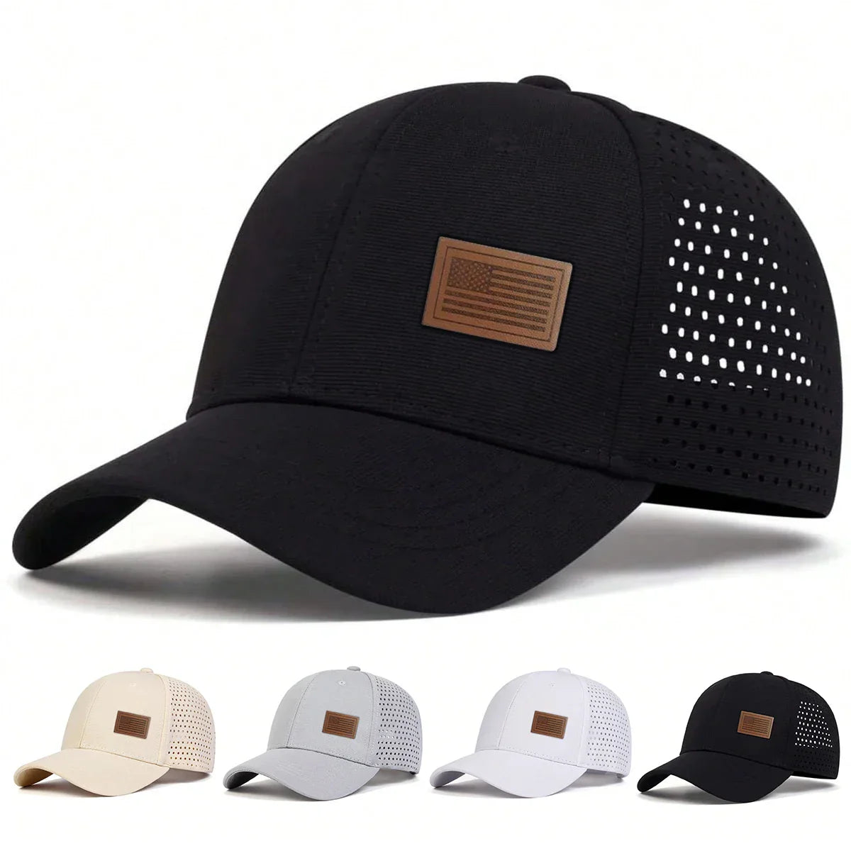 Unisex American Flag Label Baseball Net Caps