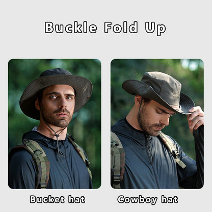 Men Bucket Hat Summer Leather Rope Chain Sun Hat Waterproof