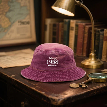 1958 Vintage Washed Fisherman Cap Old School Distressed Cotton Bucket Cap