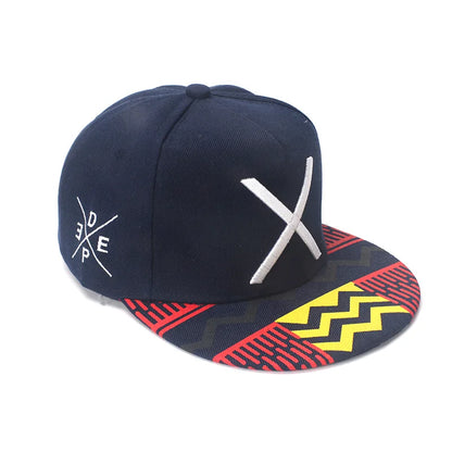 New Embroidered X Baseball Cap Outdoor Sun Block Dance Hat Hip Hop Flat Brim Hat