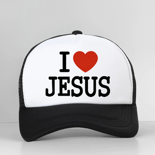 I Love Jesus Print Mesh Breathable Baseball Cap