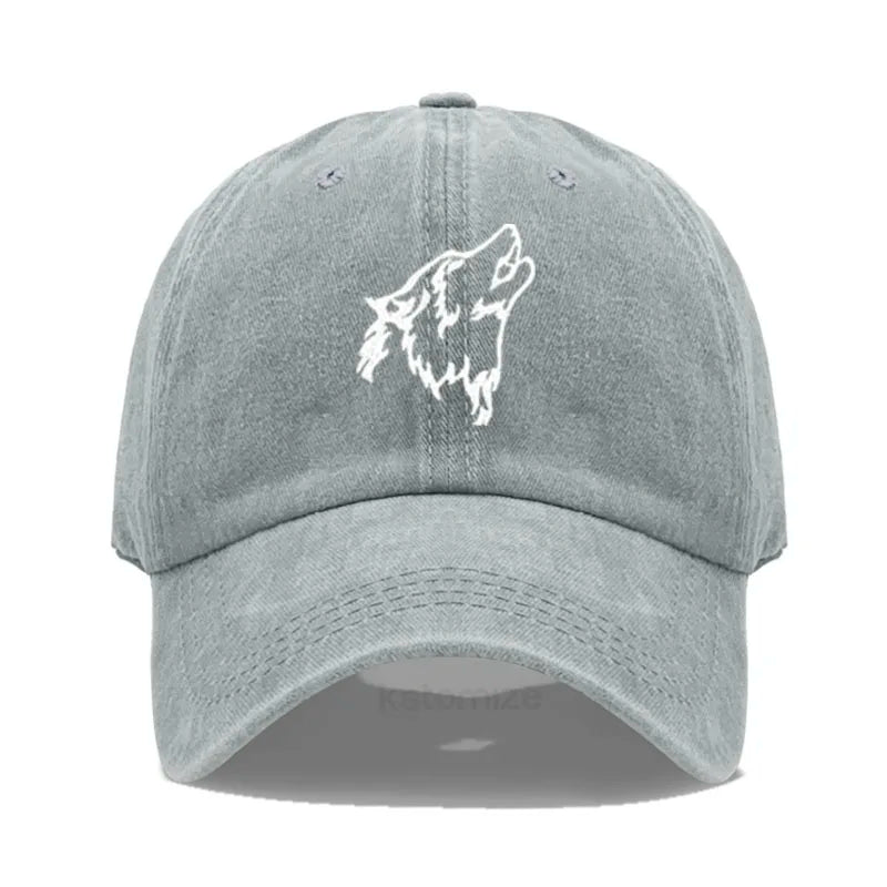 Wolf Embroidered Baseball Cap For Women Men