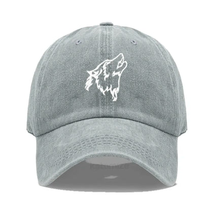 Wolf Embroidered Baseball Cap For Women Men