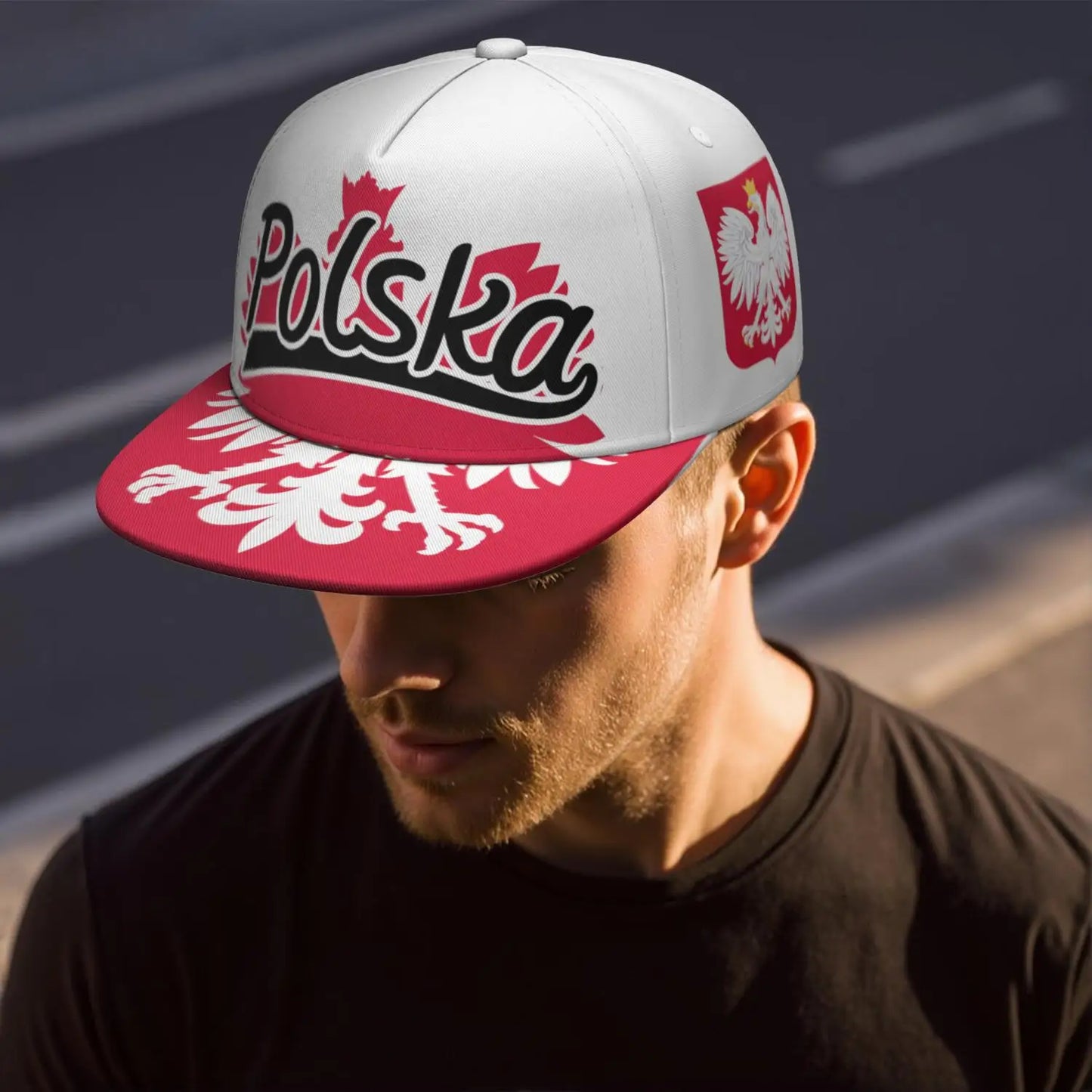 Poland Free Custom Name Logo Print Photo Pol Flat Brimmed Cap Hip-hop Hat Snapback Cap
