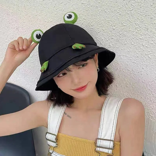RICYGVM Funny Frog Fisherman Hat For Women Sunscreen Bucket Hat Unisex