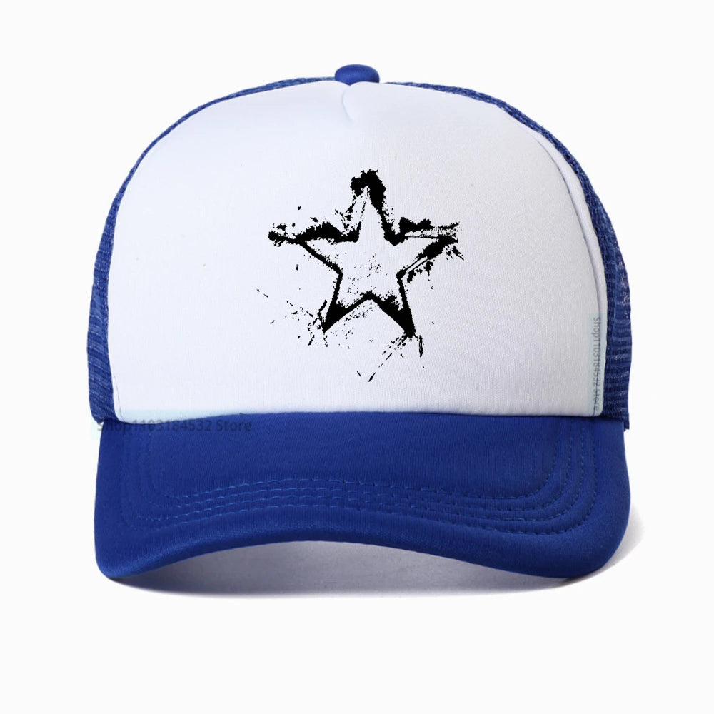 Summer Men Creative Pentagram Printed Mesh Baseball Cap